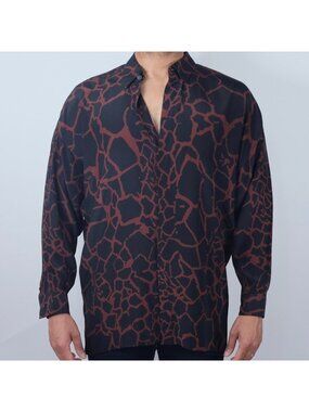 Gianni Versace 90s shirt 50 / Large giraffe animal print Medusa buttons